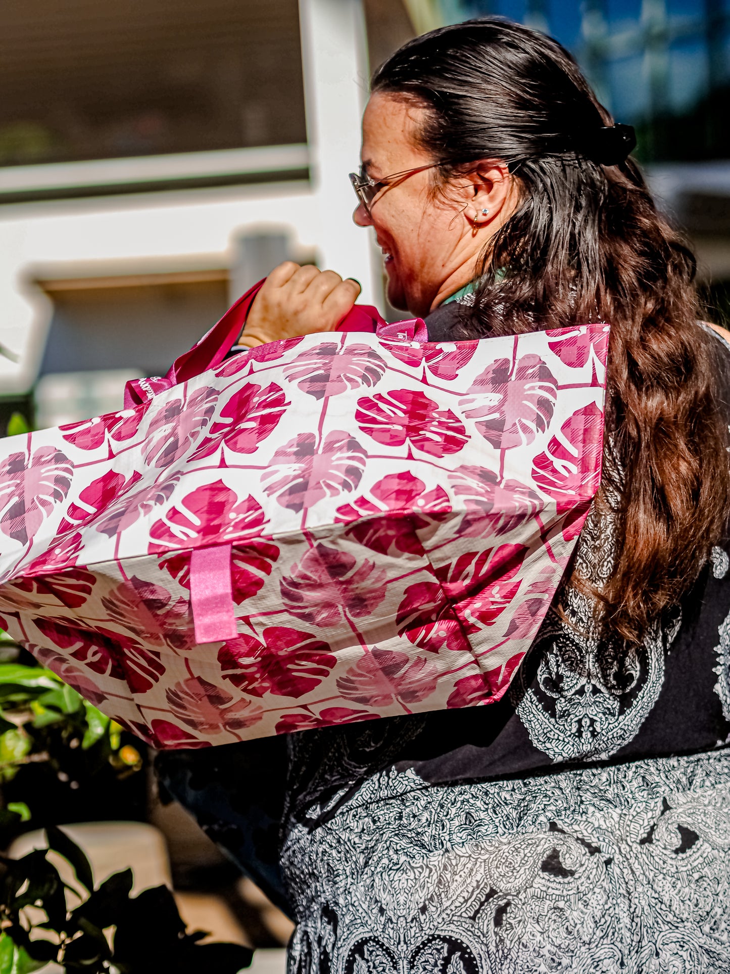 Baby Bucha Bags - Pink Palaka Monstera - Collab w/ TattedMum Creations