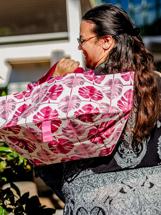 Baby Bucha Bags - Pink Palaka Monstera - Collab w/ TattedMum Creations